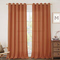 Linen Curtains 84 Inch Long for Living Room 2 Panels, Terracotta | Extra Wide by LAMIT