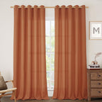 Linen Curtains 84 Inch Long for Living Room 2 Panels, Terracotta | Extra Wide by LAMIT