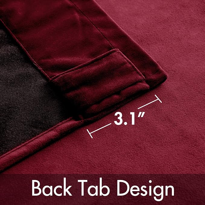MIULEE Velvet Blackout Curtains 52x108 inches 2 Panels Burgundy Red | Luxury - Image 3