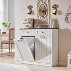 IFGET Double Tilt Out Trash Cabinet, 20 Gallon Farmhouse Laundry Hamper Cabinet by IFGETEnrichYourLivingSpace