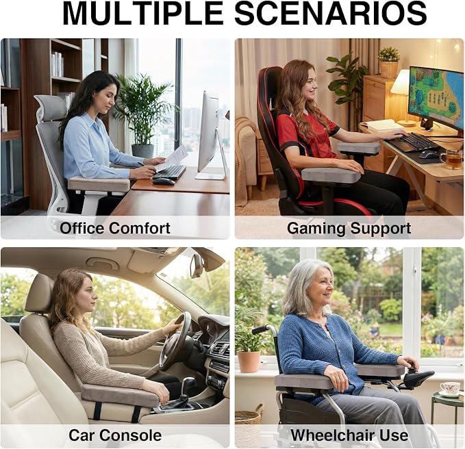 Smiry Ergonomic Office Chair Armrest Pads, Memory Foam Arm Rest Covers - Image 7