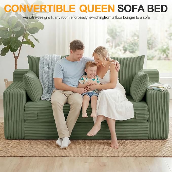 Oversize Loveseat Boneless Convertible Sofa Bed, Folding Floor Futon Sleeper - Image 3
