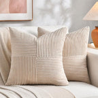 Fancy Homi 2 Packs Tan Samll Decorative Throw Pillow Covers 14x14 Inch by Fancy+Homi
