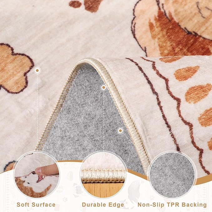 DUKINO 2x4 Rug Runner, Washable Dog Bathroom Rug Soft Non Slip Beige Yellow | - Image 6