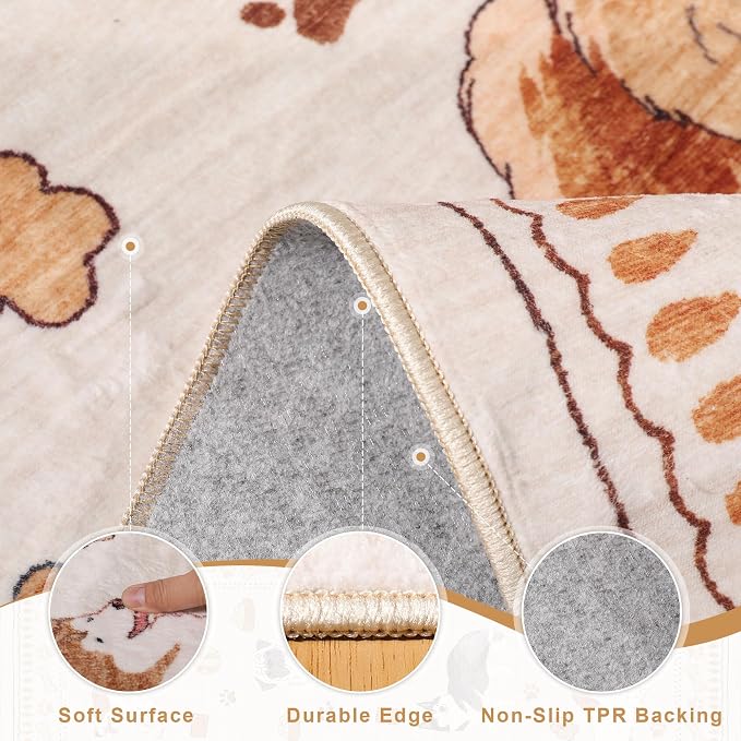DUKINO 4x6 Area Rug, Washable Dog Rug - Image 6