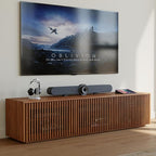 POVISON Full Assembled Mid Century Modern TV Stand, Wood Slatted Media Console by POVISON