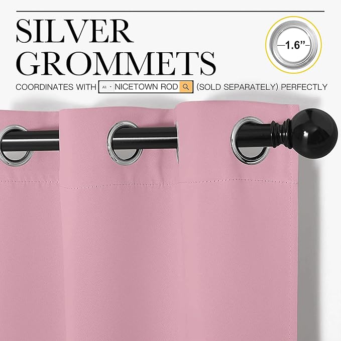 NICETOWN Room Darkening Curtains 63" Long Set of 2 - Image 3