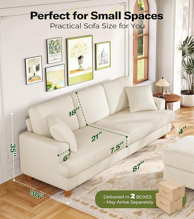Kidirect 87in L Shaped Couch, Modular Sofa No Tool Assembly, Comfy Sectional - Image 2