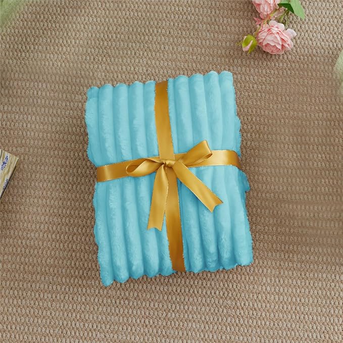 BEDELITE Ribbed Twin Blanket for Couch & Bed, Sky Blue, Warm Yet Lightweight - Image 7