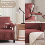 Red Quilted Recliner Chair Covers, Waterproof Medium Chair Covers, Lazy Boy - Image 3