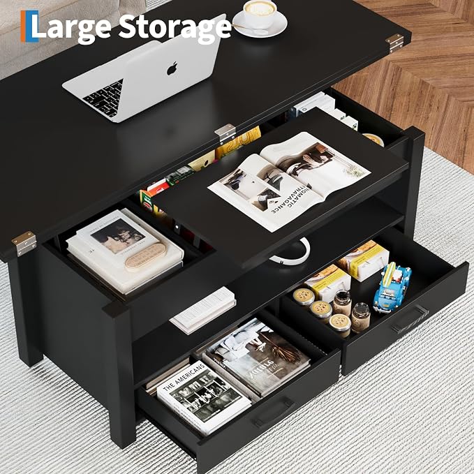 Garvee 40" Coffee Table Lift Top, Converts to Dining Table - Image 5
