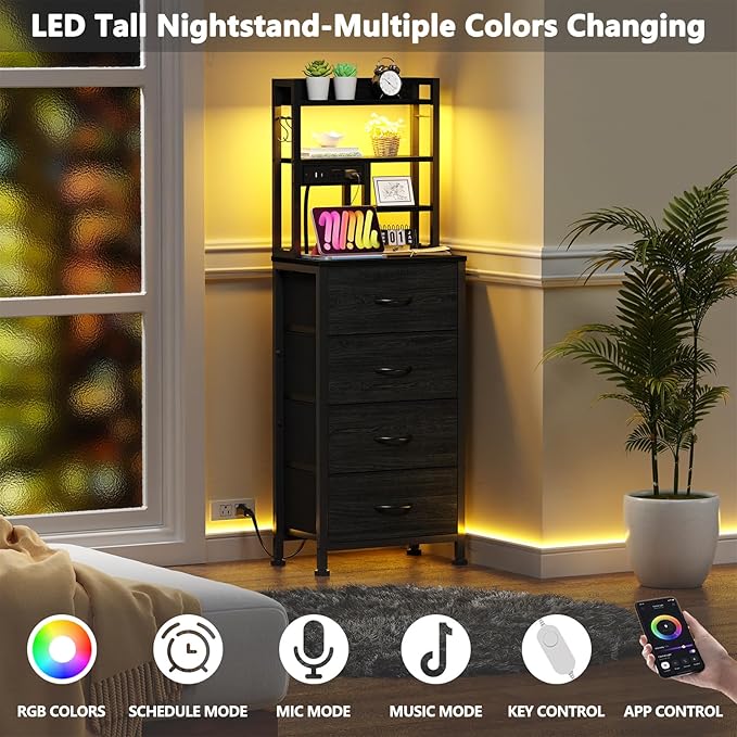 Furnulem Nightstands Set of 2, Tall Night Stand - Image 4