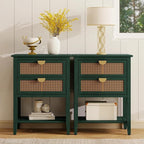 22" Green Coffee Side Tables, Boho Accent Storage Cabinets by YHFEXYT