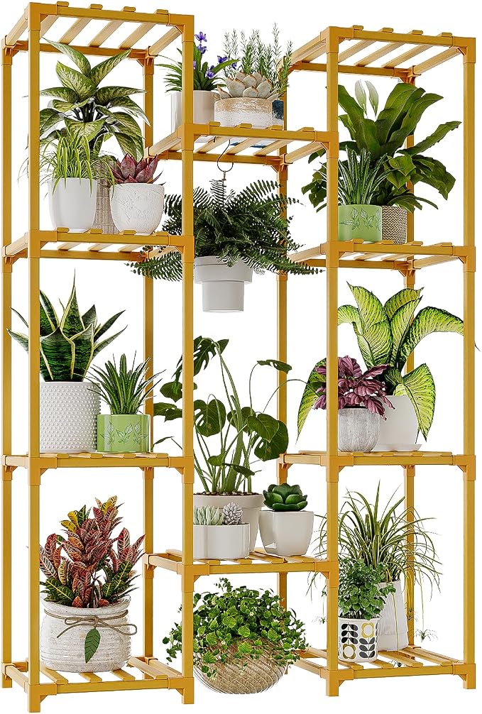 Bamworld Bamboo Plant Stand Indoor Hanging Plants Shelf by Bamworld