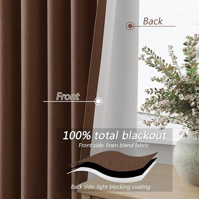 100% Blackout Curtains 96 Inch Length 2 Panels Set - Image 4