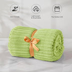 BEDELITE 3D Ribbed Cream Lime Fleece Throw Blanket - Image 5