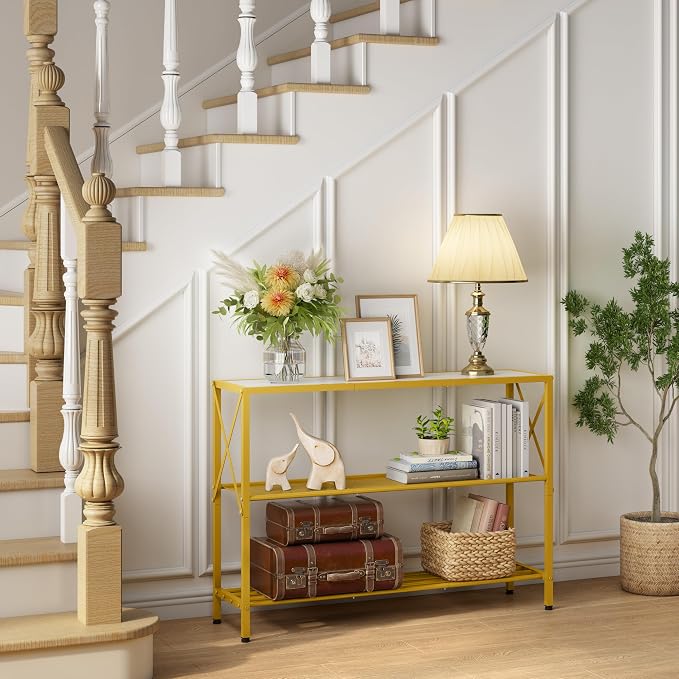 Hoctieon Gold Console Table, 3 Tier Entryway Table - Image 3