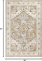 Yamaziot Area Rug 5x7, Non-Slip Washable Boho Vintage Living Room Bedroom Rug - Image 2