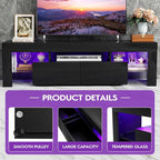 JUMMICO TV Stand, Modern Lighting TV Cabinet Entertainment Center Media and - Image 5