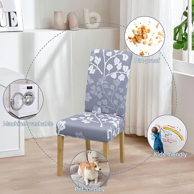BIETYONE Stretch Dining Chair Covers Set of 4, Soft Removable Washable Kitchen - Image 6