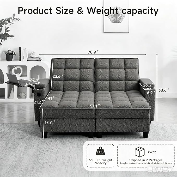 oaaktu Queen Size Sleeper Sofa Couch - Image 2