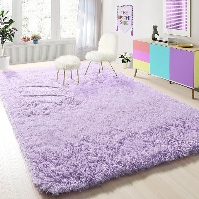 Soft Purple 5x8 Rugs for Bedroom Girls, Living Room, Princess Bedside Rugs | - Image 5