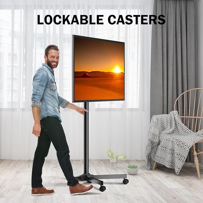 XINLEI Mobile TV Carts, Rotating Rolling TV Stand on Wheels - Image 9