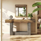 LITTLE TREE 63 Inches Long Console Table, 2-Tier Farmhouse Sofa Table Behind - Image 4