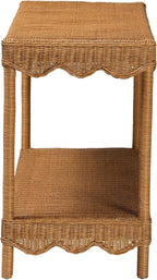 Bali & pari Oteria Bohemian Light Honey Scalloped Rattan Console Table - Image 5