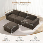 Vesgantti 114" Modular Boneless Couch, Modern 3 Seater Sectional Sofa - Image 2
