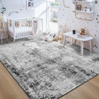 Area Rug 4x6 Grey Rug Washable Boho Rugs Non Slip Low Pile Abstract Small Carpet - Image 10