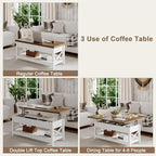 ChooChoo Farmhouse Lift Top Coffee Table, Converts to Dining Table - Image 4