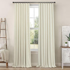 Cream Beige Blackout Curtains 90 Inches Long Thick Linen Patio Curtains - Image 9