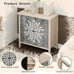 Black Accent Furniture, 32 Inch Wide 2-Door Carved Geometric Sideboard Buffet - Image 4