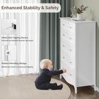 VINGLI White Dresser 5 Drawer Chest of Drawers - Image 9