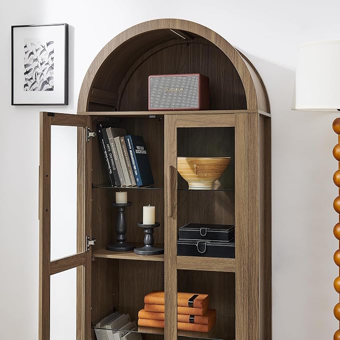 67" Tall Display Cabinet with Glass Doors, Glass Display Case Storage Cabinets - Image 7