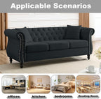 80" 2 Piece 3-Seater Velvet Chesterfield Sofa - Image 3