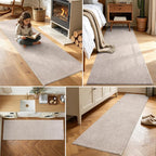 2x8 Oatmeal/White Runner Rug Washable Non-Slip - Image 3