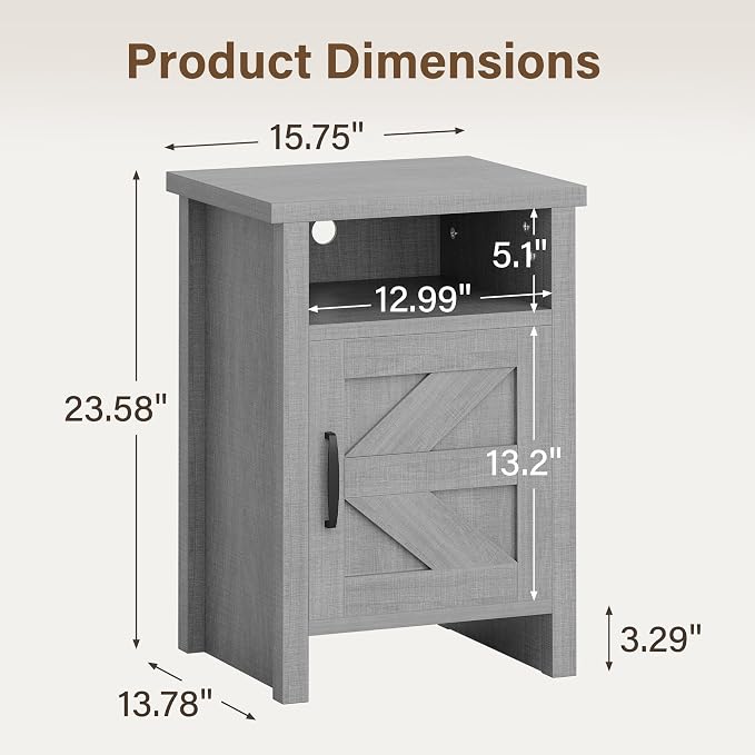 JUMMICO Farmhouse Nightstand, Modern Bedside Table - Image 7