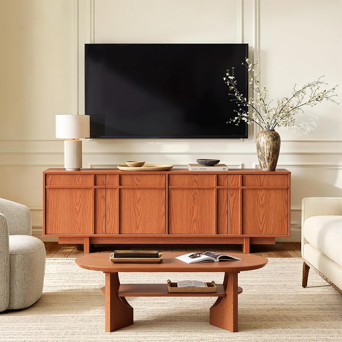 TV Stand for 75 Inch TV, Mid Century Modern TV Stand - Image 6
