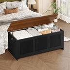 HOOBRO Storage Bench, 43.3" Retro Wooden Storage Chest, Wooden Storage Trunk - Image 6