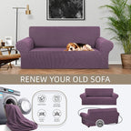 Stretch Loveseat Couch Cover, 2 Cushion Couch Slipcover, Dark Purple | 1-Piece - Image 3