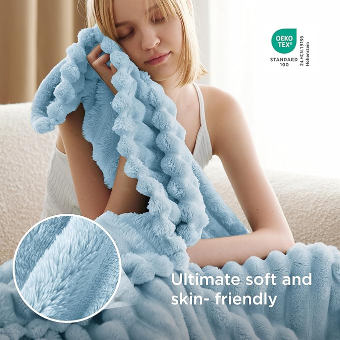 Bedsure Soft Twin XL Blanket for Bed Dorm Light Blue 66"x90" | Birthday Gifts - Image 4