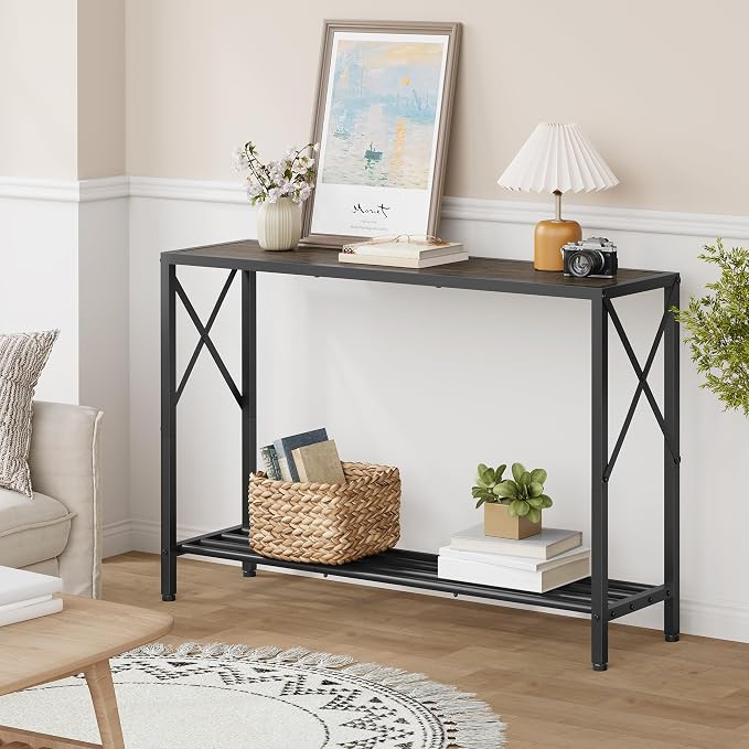 Tajsoon Industrial Console Table 41.8", 2 Tier Entryway Table - Image 7
