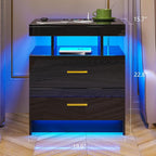 HNEBC Nightstand Set of 2 with Charging Station, Auto LED Night Stand with - Image 2