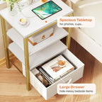 SUPERJARE Nightstand with Charging Station, Bed Side Table with Adjustable - Image 5