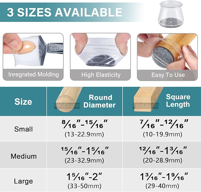 24 Pcs Chair Leg Floor Protectors Round, Silicone Felt Furniture Leg Pads Caps - Image 5