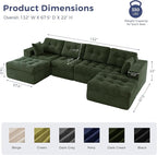 MAXYOYO 132" U Shaped Modular Sectional Sofa - Image 2