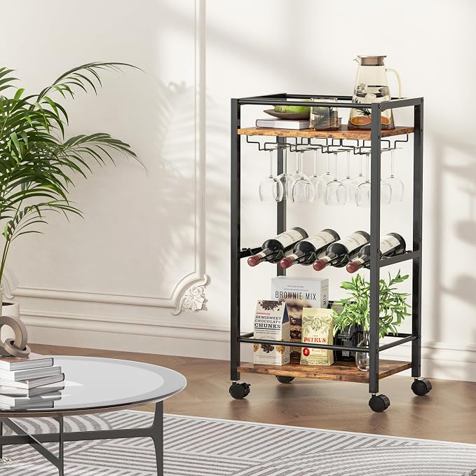 Bar Cart, Home Bar Serving Cart, Mobile Kitchen Carts - Image 3