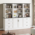 Bookshelf with Doors, Floor Standing Display Storage Cabinet - Image 3
